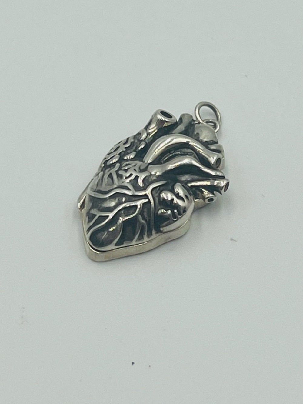 Anatomical Heart Pendant Charm - Silver Tone